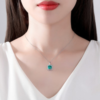 Collier pendentif en argent sterling 925 de luxe avec zircone cubique verte pour femmes
