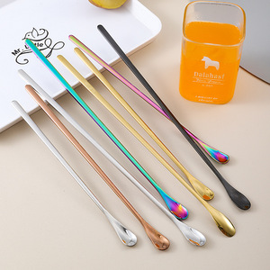 Cuchara de Acero Inoxidable con Mango Largo en Forma de Gota de Agua, Agitador Creativo para Café y Postres, Cucharas para Bar y Coctelería - Product Image 1