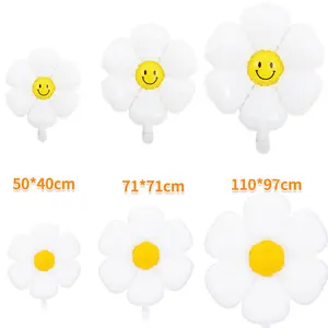 Marguerite blanche ballon chrysanthème smiley tournesol fleur feuille ballons pour enfants adulte fête d'anniversaire décoration