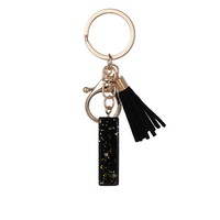 Aanpasbare DIY Epoxyhars sleutelhanger met gouden folie letter alfabet hanger, fruit rechthoek & kattenpatroon ketting, bulk verkrijgbaar