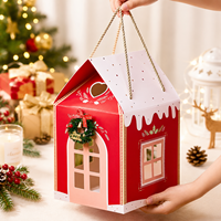 Caja de Embalaje Creativa Personalizada para Navidad, Caja de Regalo Portátil con Ventanas Visibles, Patrones Impresos a Color y Logotipo