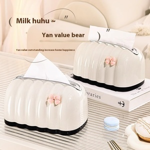 Boîte à mouchoirs <span class=keywords><strong>en</strong></span> <span class=keywords><strong>plastique</strong></span> avec nœud papillon, nouveau style, logo personnalisé, écologique, imperméable, design nordique moderne pour la maison et la restauration - Product Image 2