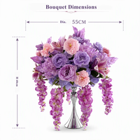 Composition florale artificielle en cascade, centre de table de mariage, pivoine avec glycine tombante, boule florale pour la décoration d'événements et de banquets