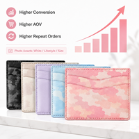 Portefeuille porte-cartes en cuir camouflage rose pour femme, idéal pour le quotidien, avec design fin multi-fentes et protection RFID, finition peinte sur les bords