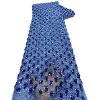 NI.AI Nouveau design de dentelle perlée avec fleurs brodées et paillettes, tissu en dentelle filet pour matériaux de robes de mariée