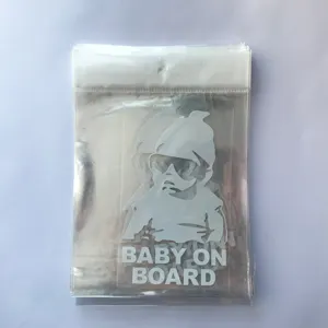 vinyl sticker car window Suppliers-Wholesale White Reflective Baby On Board Vinyl Car Sticker Sign For Car Window