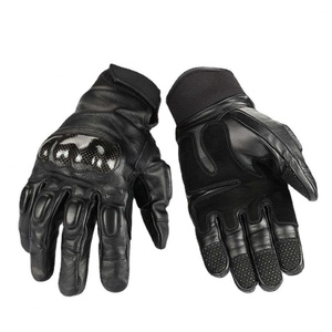 Gants de moto pour hommes en cuir noir, antidérapants, pour la conduite en plein air, équipement de protection toutes saisons - Product Image 1