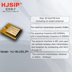 وحدة لاسلكية HJSIP HJ-WL433_IP1 SI4438 طويلة المدى عالية الأداء منخفضة الطاقة صغيرة الحجم وحدة إنترنت الأشياء وحدة IPEX