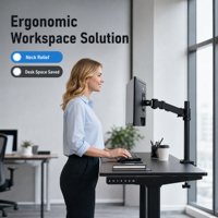 Support d'écran unique ergonomique à réglage en hauteur et mouvement complet avec pince en C et base à œillet pour écrans de 17 à 32 pouces – Vente en gros