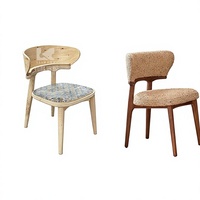 Chaise de salle à manger de luxe nordique avec structure en rotin et finition en chêne antique pour la maison, la cuisine, l'hôtel, le bureau