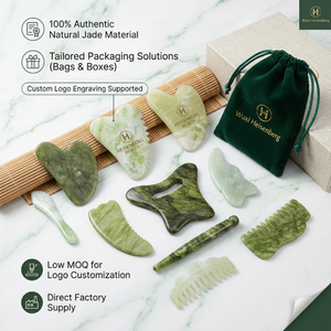Masseur facial <span class=keywords><strong>Gua</strong></span> <span class=keywords><strong>Sha</strong></span> en <span class=keywords><strong>jade</strong></span> Xiuyan grand format, fonction musicale, couleur verte, logo personnalisé, anti-âge, fait main, 400g - Vente chaude - Product Image 1