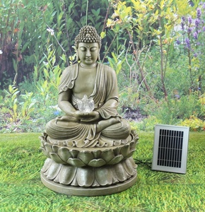 <span class=keywords><strong>Fontaine</strong></span> <span class=keywords><strong>solaire</strong></span> d'eau en résine pour l'extérieur, représentant un <span class=keywords><strong>Bouddha</strong></span> - Product Image 1