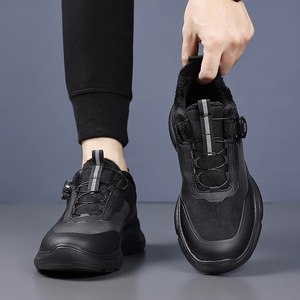 Chaussures de randonnée d'hiver pour hommes, bout rond, tige synthétique, doublure en fausse fourrure, semelle extérieure en caoutchouc, semelle intermédiaire en EVA, semelle épaisse isolante, pour l'extérieur - Product Image 4
