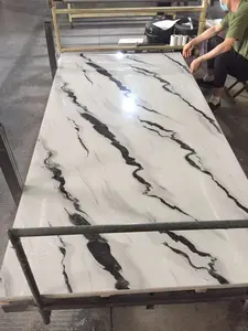 Décoration de panneau de mur intérieur Feuille de marbre PVC Installation rapide Panneau UV