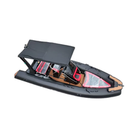 Bateau de pêche semi-rigide de 19 pieds, coque en V profond, bateau rapide, bateau à rames, bateau en Hypalon 580, style norvégien, noir
