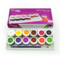 Fournitures d'art en gros, palette en plastique de 12 couleurs, ensemble de peinture à l'aquarelle, non toxique, respectueux de l'environnement, pour papier et toile