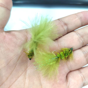 Pesca con mosca moscas húmedas Wooly Bugger Olive #10 Hook Nivel comercial Moscas de pesca hechas a mano con materiales de atado profesional - Product Image 3