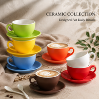 Ensemble tasse et soucoupe en céramique pour café spécialisé, idéal pour les détaillants de boutiques de cadeaux, service de commande OEM pour les acheteurs en gros mondiaux