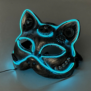 <span class=keywords><strong>Masque</strong></span> LED Lumineux Visage de Chat, <span class=keywords><strong>Masque</strong></span> Steampunk, Décoration d'<span class=keywords><strong>Halloween</strong></span> pour Soirées DJ, Brille dans le Noir - Product Image 4
