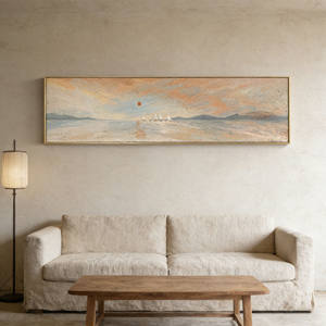 Impresión Artística de Paisaje Marino al Atardecer, Lienzo Texturizado con Veleros, para Decoración de Sala de Estar - Product Image 5