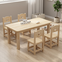 Ensemble de bureau et chaise pour enfants Jinyou Kindergarten, style nordique, en bois massif non peint, pour l'apprentissage précoce, la lecture, le dessin et l'écriture