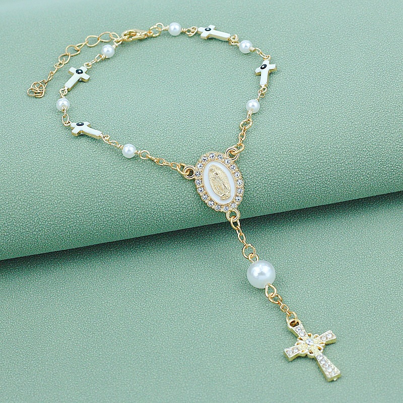 White Enamel Eye Cross Dangle Cross Charm WB