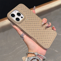 Rétro Bling Luxe Strass Rhombique Grille TPU Antichoc Couverture pour iPhone 16 15 14 13 12 Série Ciel Étoilé Étui De Protection