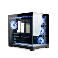 Gabinete de PC Manmu Personalizable Full Tower ATX Micro-ATX Negro Transparente para Juegos de Escritorio con Ventana Lateral y 7 Ranuras de Expansión