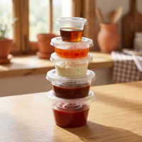 Gobelets à sauce jetables en PP de qualité alimentaire, imprimés sur mesure OEM, avec couvercles, mini-récipients transparents pour condiments, sauces, vinaigrettes