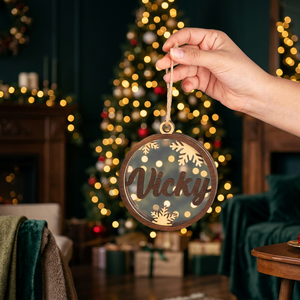 ArtisRaw Handmade Classic Christmas Ball & Tree Ornaments with Laser Cut 1 Color Printing on Olive Wood Made in TN Model VD027 - Product Image 2