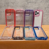 Coque de téléphone transparente antichoc 3-en-1 en TPU et PC compatible avec iPhone 17 Pro Max 16 15