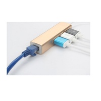 Adaptateur USB 3.0 Type-C RJ45 Gigabit LAN filaire 4-en-1 à 3 ports, coque en alliage d'aluminium pour ordinateur portable MacBook