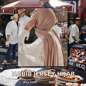 For Habib Wholesale Fashion Solid Pattern Cotton Jersey Hijab Scarf Plain Wraps Shawl for Muslim Women Stretchy Women's Scarf - Product Image 2