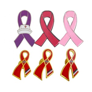 Rosettes Satin <b>Ribbon</b> Metal Gold Plated Pin Badge Breast Cancer Nurse Enamel Pins Blue Red Pink Custom Brooch Pin Badge Nurse - Product Image 1