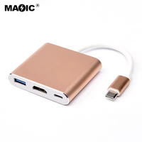 Magelei Venta caliente OEM precio barato USB C a HDMI 4K USB3.0 PD 3 en 1 Hub tipo C 3 en 1 Adaptador para PC portátil soporte PD 100W