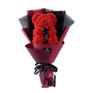 Amour éternel, beauté intemporelle, cadeau de la Saint-Valentin 2026, bouquet de Noël en dessin animé, ours en roses PE, fleurs préservées - Product Image 1