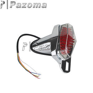 Feu arrière de moto LED chromé avec lentille transparente pour Harley Bobber Custom Cafe Racer <span class=keywords><strong>Norton</strong></span> Honda Yamaha Suzuki etc. - Product Image 3