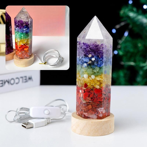 천연 크리스탈 칩 수지 야간 조명 오리지널 에너지 오르고인테 타워 7 차크라 램프 - Product Image 2