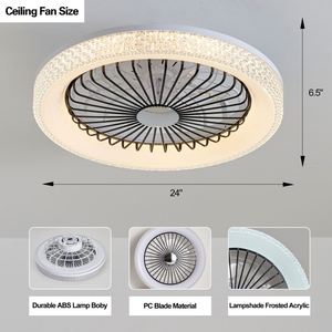24 Inch DC Motor 6-Speed LED <b>Light</b> Fan with Rotation Readable RGB <b>Light</b> <b>Remote</b> <b>Control</b> & Quiet Operation for Living Room - Product Image 5