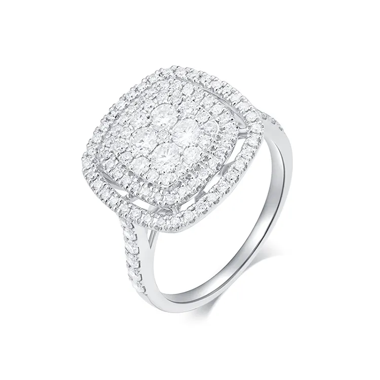 2022 горячая Распродажа эффектные персонализированные ювелирные изделия 18k ТВЕРДОЕ ЗОЛОТО геометрической формы бриллиантовое кольцо для женщин помолвка