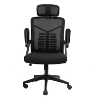 Chaise de bureau ergonomique en maille avec appui-tête réglable soutien lombaire et accoudoirs rabattables pour chaises de jeu de bureau à domicile