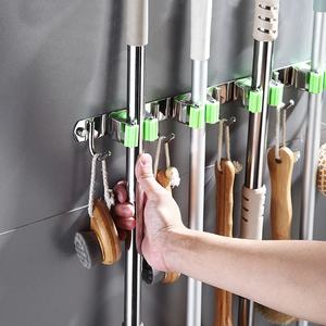Crochet mural multifonctionnel en acier inoxydable, support d'organisation sans perçage, porte-balai, porte-serpillière, support de rangement, crochet mural - Product Image 1