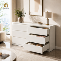 Commode à 6 tiroirs HarmTai, armoire de rangement blanche, style scandinave, poignée J-Pull, écologique, multifonctionnelle pour la chambre à coucher