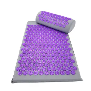 New Eco Natural Wholesale Plastic Spikes Linen Acupressure Mat And Pillow Set With Bag