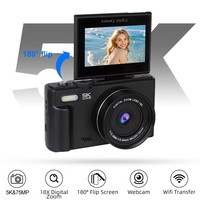 Appareil photo numérique 5K UHD 75MP avec Flash WiFi Rotation à 180 ° Selfie Time Lapse Mode rafale au ralenti Vlogging & Photographie de voyage