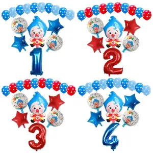 Plim Plim Clown Polka Dots Latex Globos 32 inch number foil balloons set For Kids Toy Birthday Party Decoration Supplies