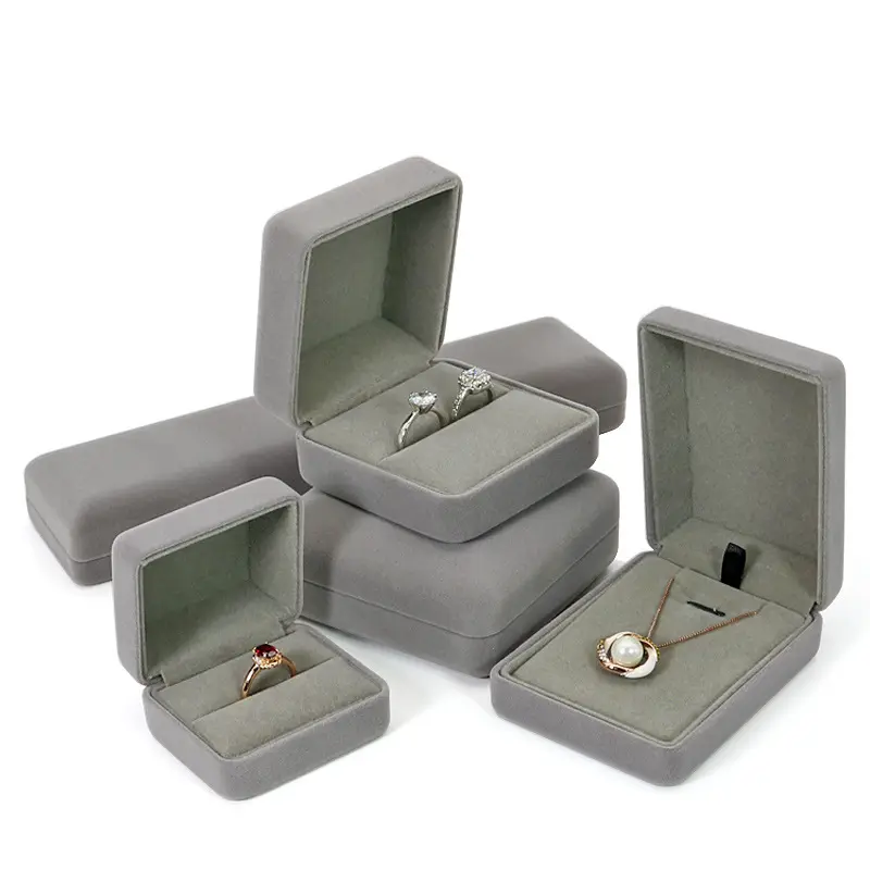 Hersteller individuelles Logo Schmuck Samtverpackungsbox und -tasche Schmuck Anhänger Halskette Ring Hülle