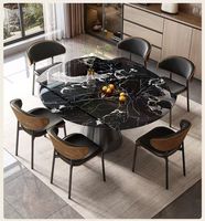 Table à manger extensible et rotative en marbre naturel italien, table de cuisine pliante de luxe pour petite maison