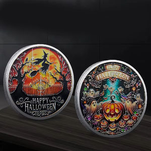 Personalizado Feliz Helloween Bruja Mágica Calabaza Linterna Regalo Colección <span class=keywords><strong>de</strong></span> Metal Estampado Impresión Plata Oro Recuerdo Moneda Rara - Product Image 4