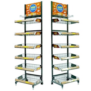 Tùy chỉnh cửa hàng bán lẻ <span class=keywords><strong>6</strong></span> lớp lưu trữ giỏ bánh mì Biscuit Snack kẹo thực phẩm đóng hộp hạt chai uống kim loại Rack hiển thị đứng - Product Image 1